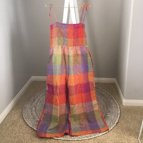 Anthropologie Pants - Smocked Linen Jumpsuit